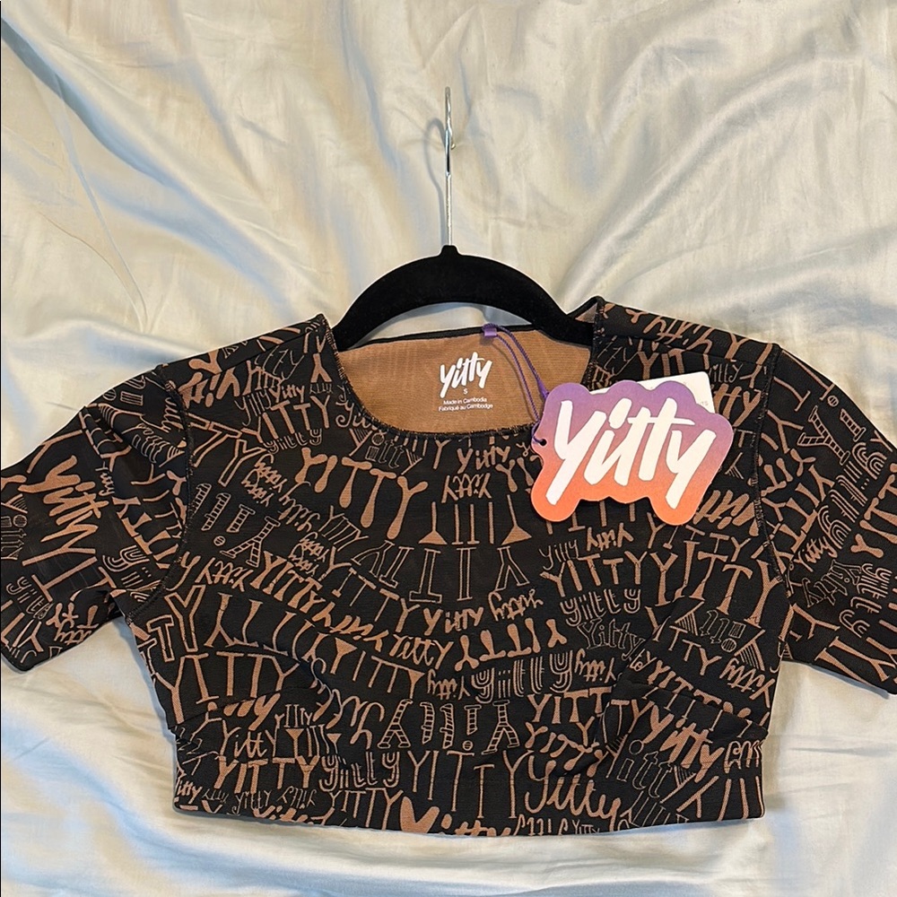 NWT Yitty Mesh Me Smoothing Midi Top, logo design | Crop Top